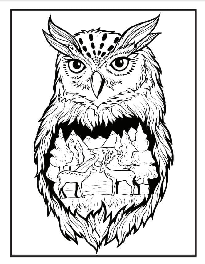 Printable Owl Tattoo Coloring Page