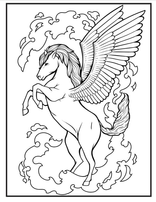 Printable Pegasus Tattoo Coloring Page