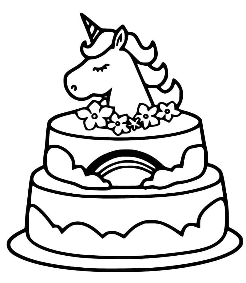 Printable Perfect Unicorn Cake Coloring Page