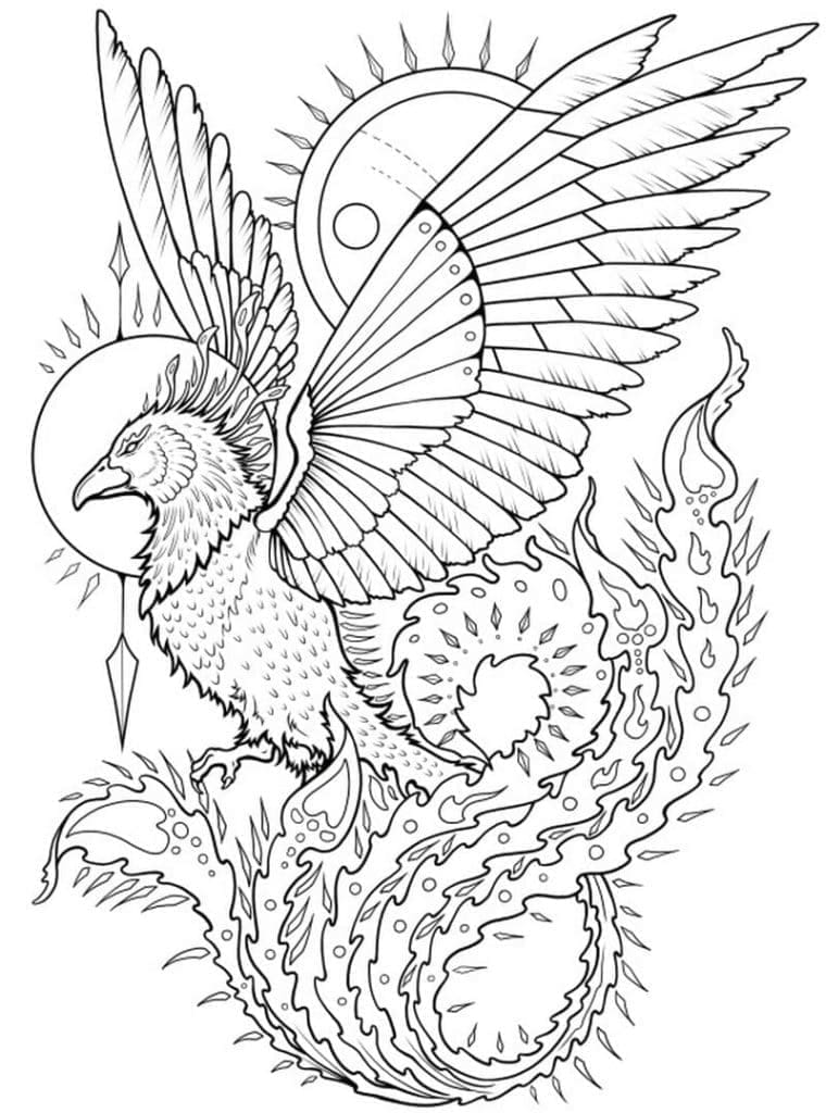 Printable Phoenix Tattoo Coloring Page