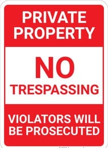 Printable Private Property No Trespassing
