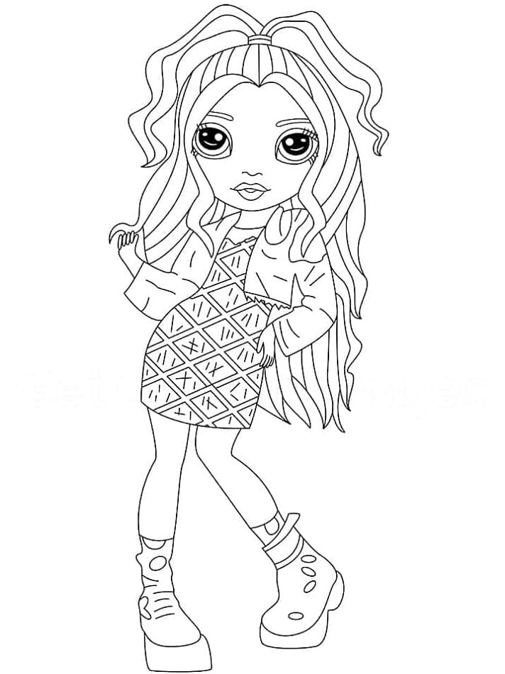 Printable Rainbow High Daria Roselyn Coloring Page