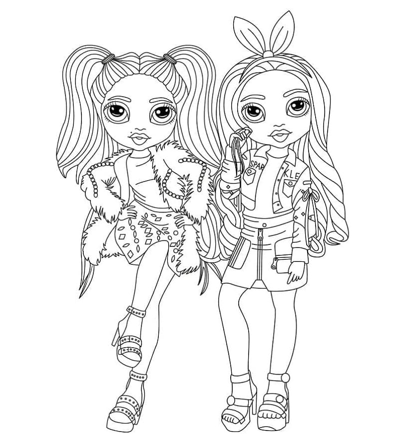 Printable Rainbow High Dolls Coloring Page