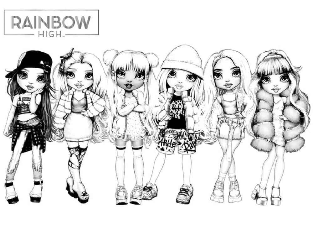 Printable Rainbow High Series 1 Dolls Coloring Page