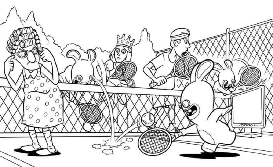 Printable Raving Rabbids Tennis Coloring Page