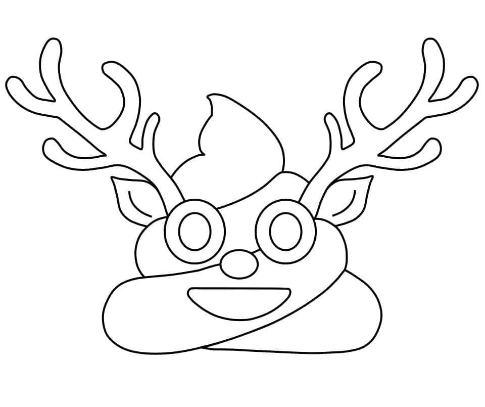 Printable Reindeer Poop Emoji Coloring page