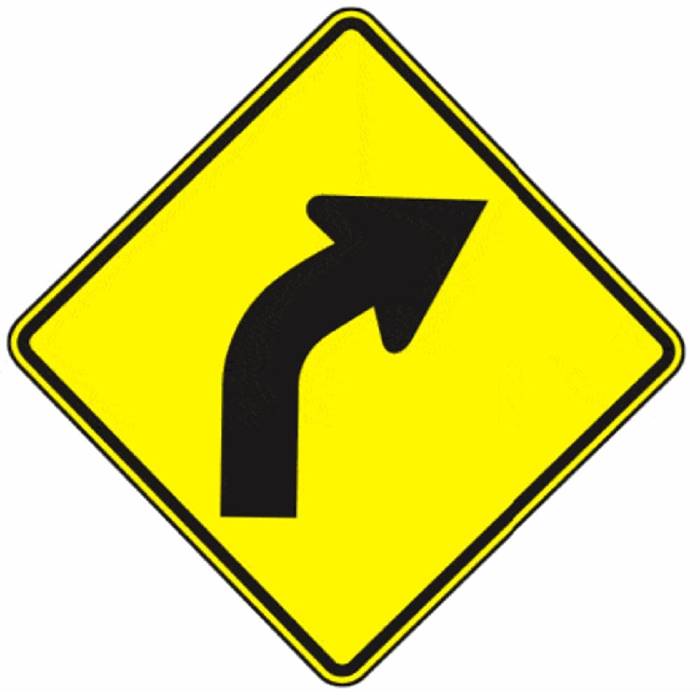 Printable Right Curve Divided Highway Sign