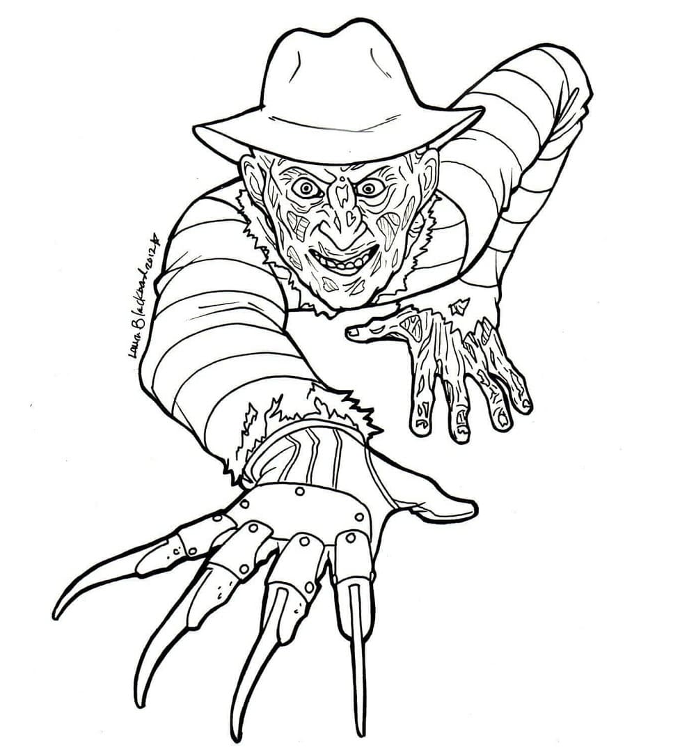 Printable Scary Freddy Krueger Coloring Page