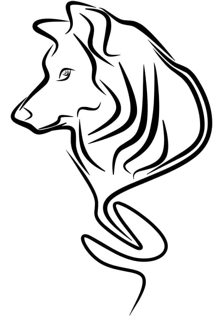 Printable Simple Wolf Tattoo Coloring Page