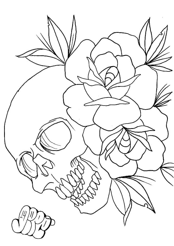 Printable Skull Tattoo Coloring Page