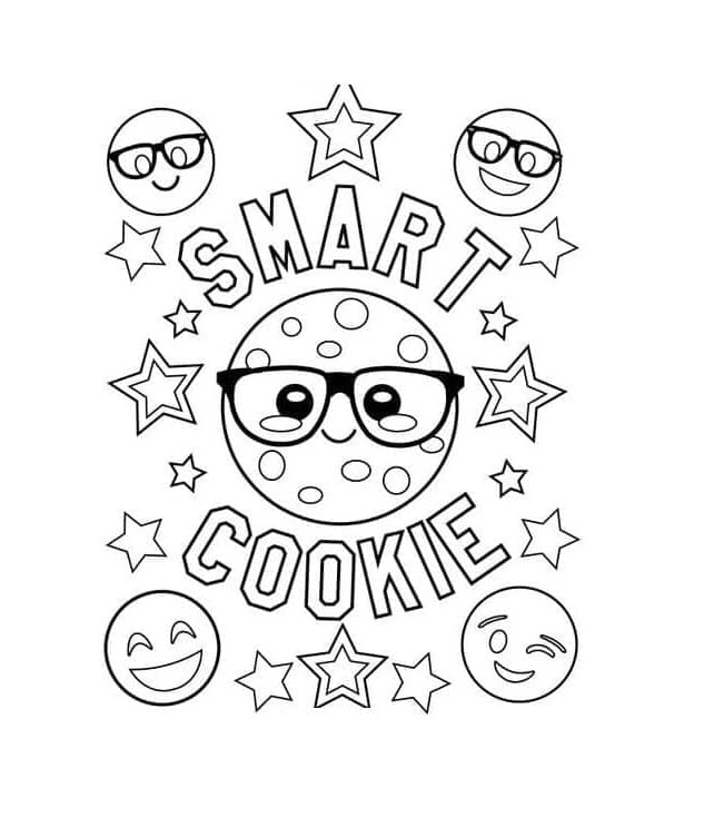 Printable Smart Cookie Emojis Coloring page