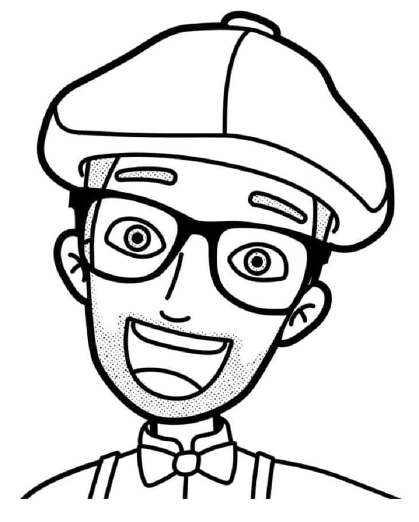 Printable Smiling Blippi Coloring Page