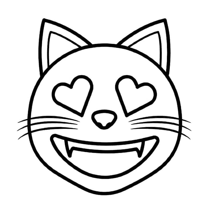 Printable Smiling Cat with Heart Eyes Coloring page