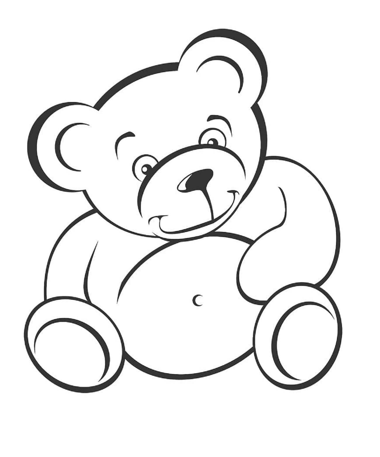 Printable Smiling Easy Teddy Bear Coloring Page