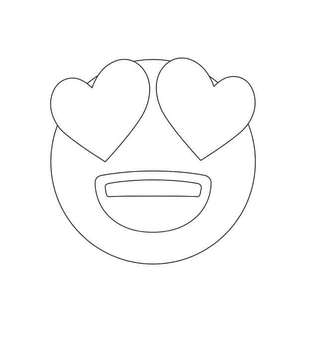 Printable Smiling Face with Heart Eye Emoji Coloring page