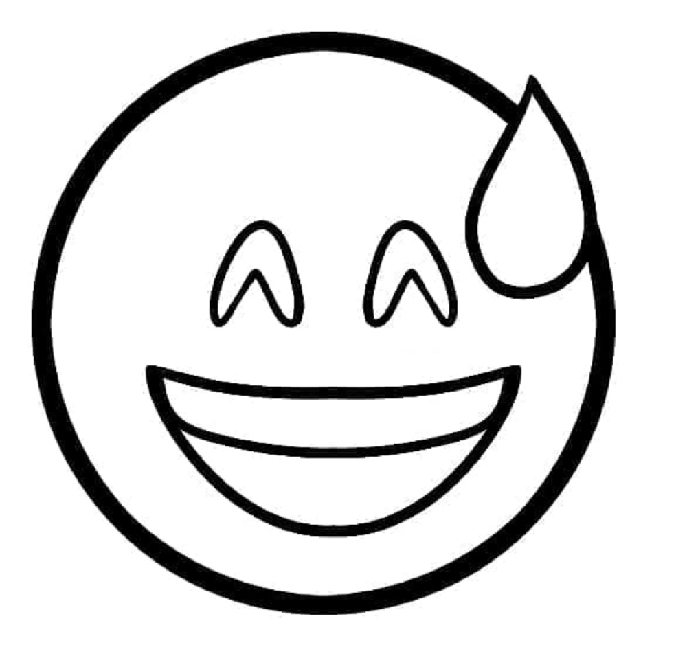 Printable Smiling Face with Tears Emoji Coloring page