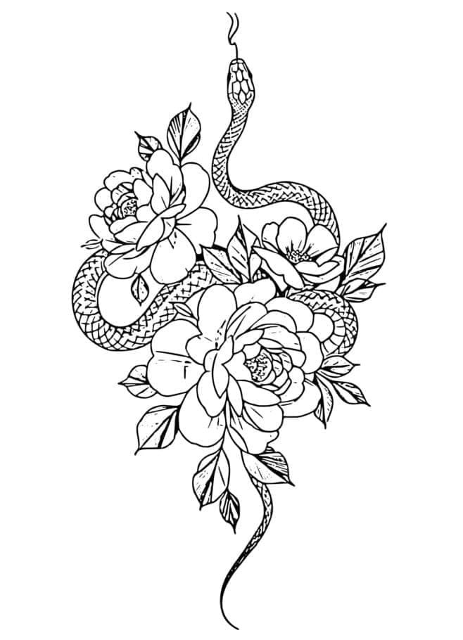 Printable Snake Tattoo Coloring Page