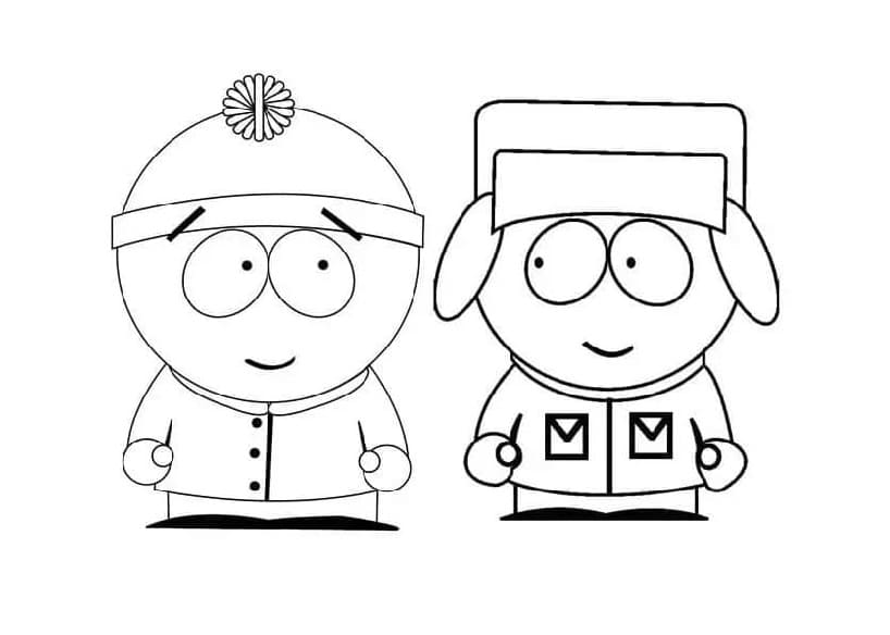 Printable Stanley Randall and Kyle Broflovski from South Park Coloring Page