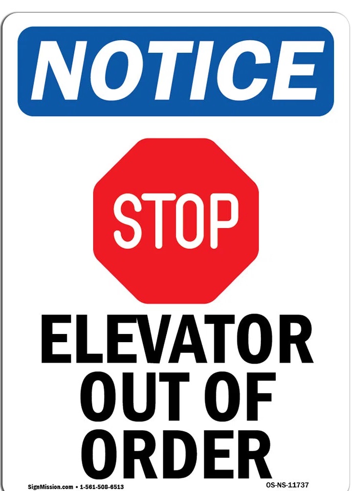 Printable Stop Elvator Out of Order Sign