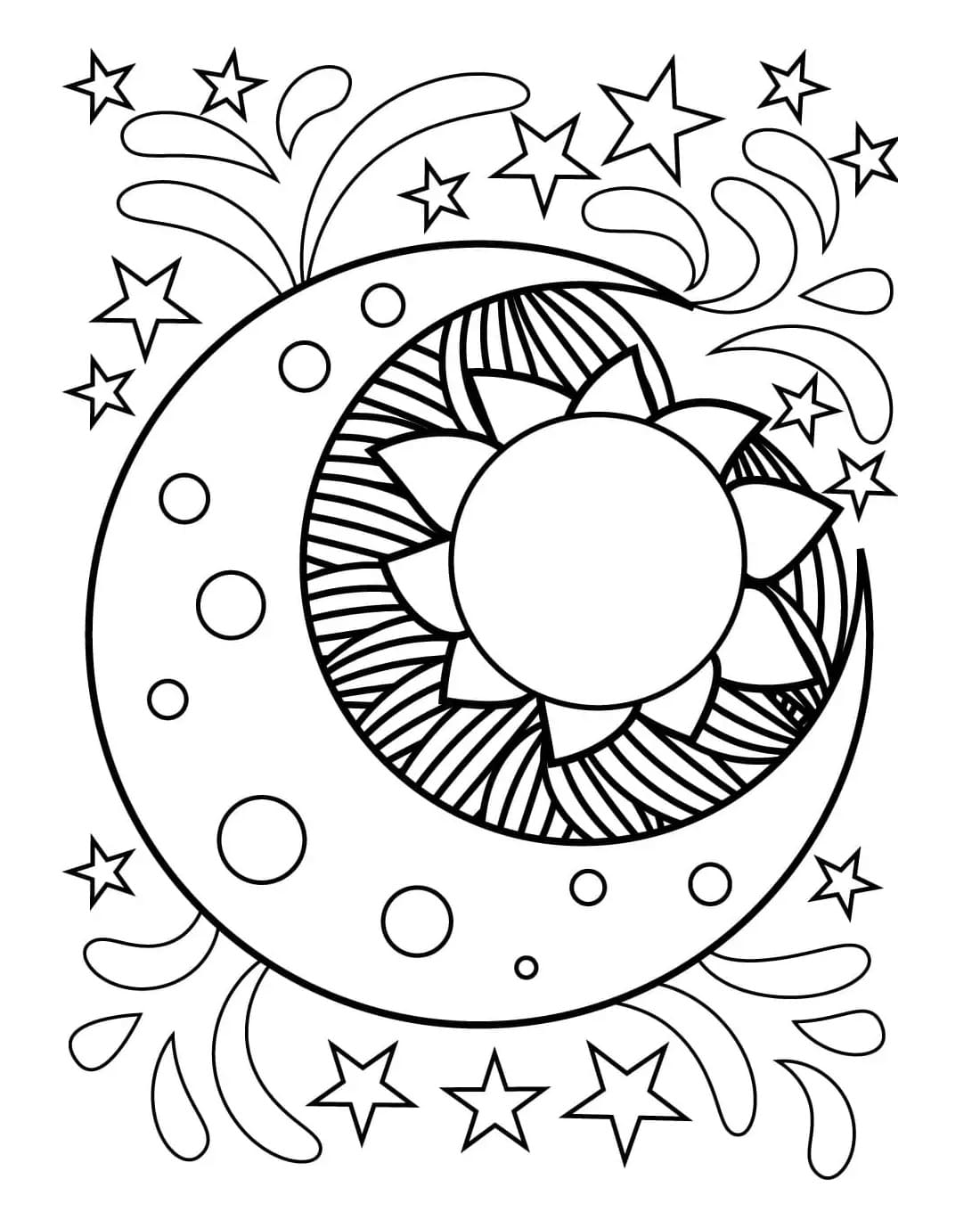 Printable Sun And Moon Photo Coloring Page
