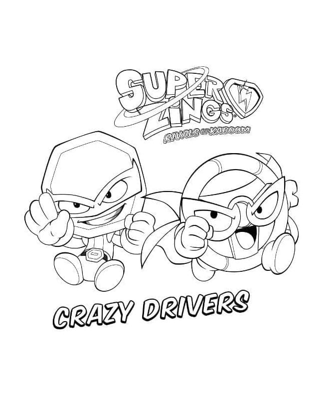 Printable Superzings Crazy Drivers Coloring Page