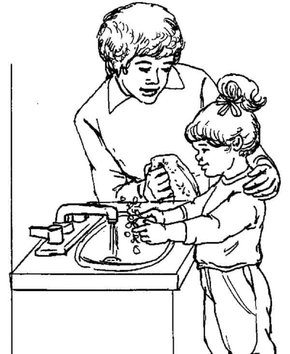 Printable Teaching Good Hygiene For Kids Coloring Page