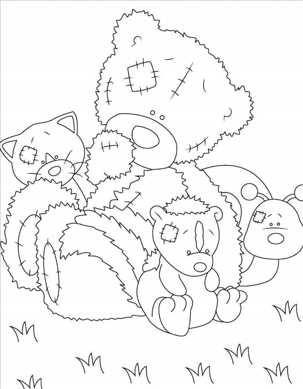 Printable Teddy Bear And The Poor Toys Coloring Page