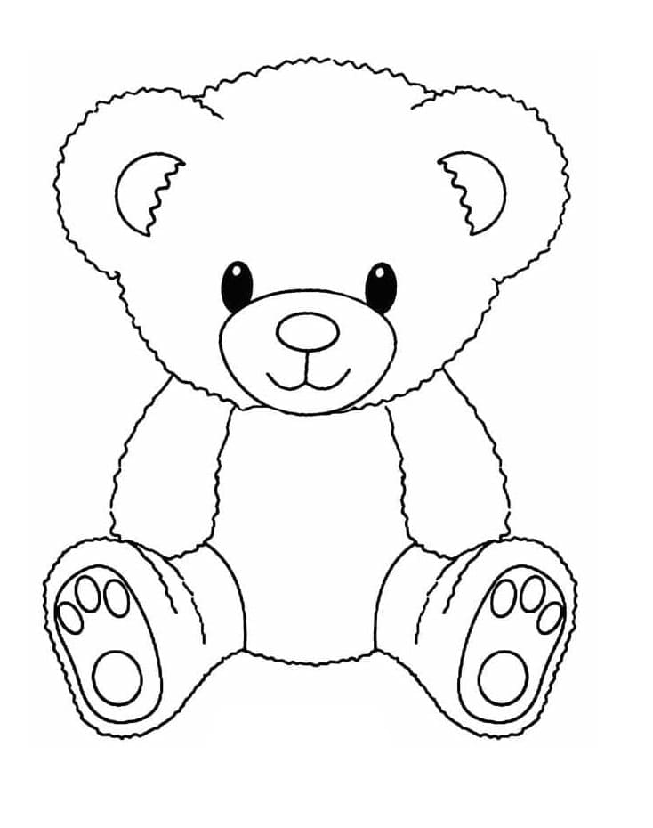 Printable Teddy Bear Sitting Coloring Page