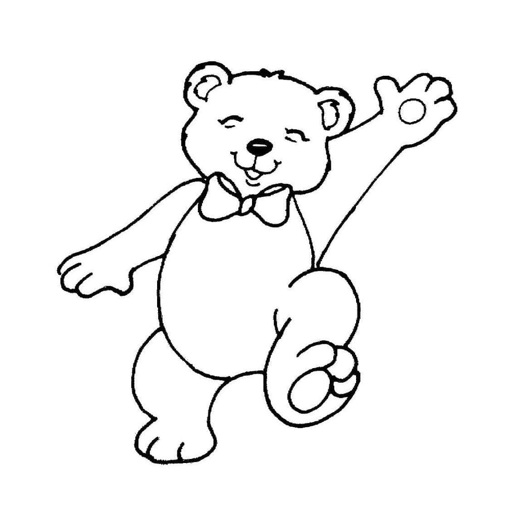 Printable Teddy Bear Walking Coloring Page