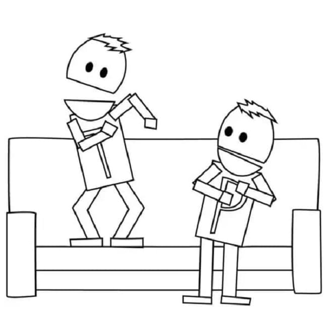 Printable Terrence and Phillip from South Park Coloring Page
