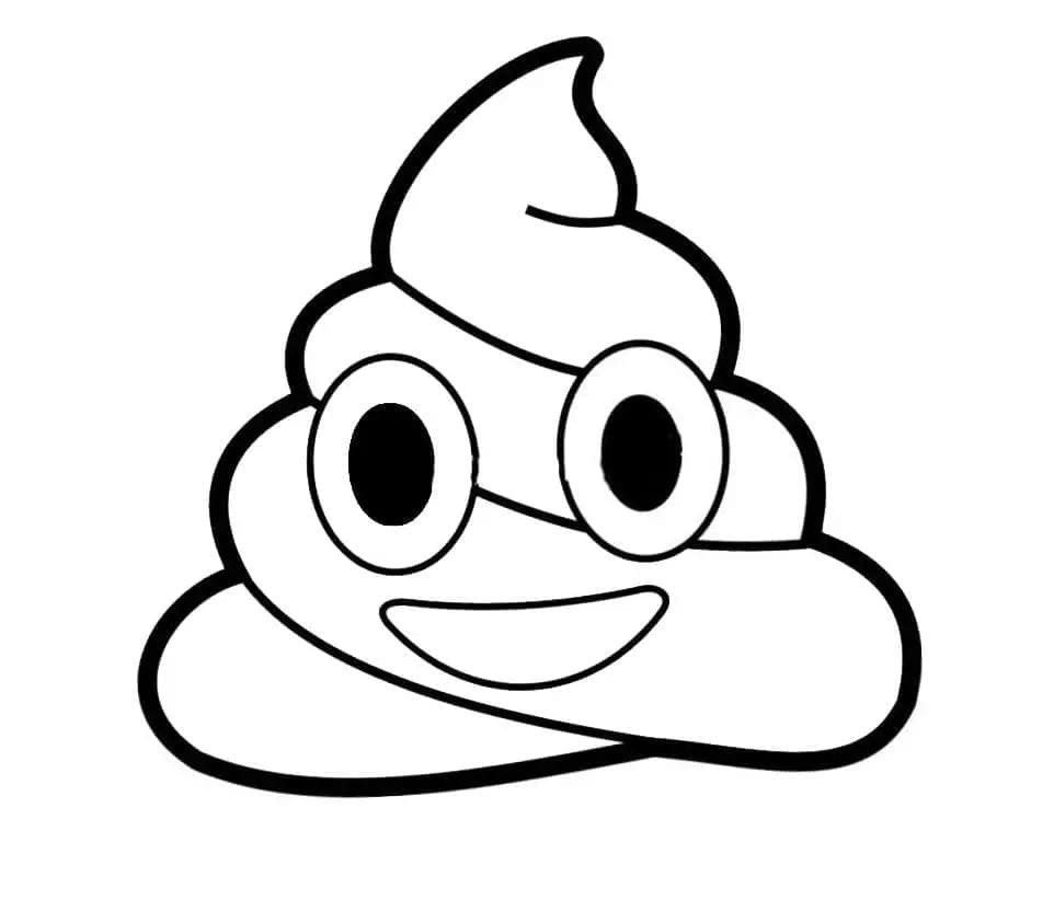 Printable The Smiling Poop Emoji Coloring page