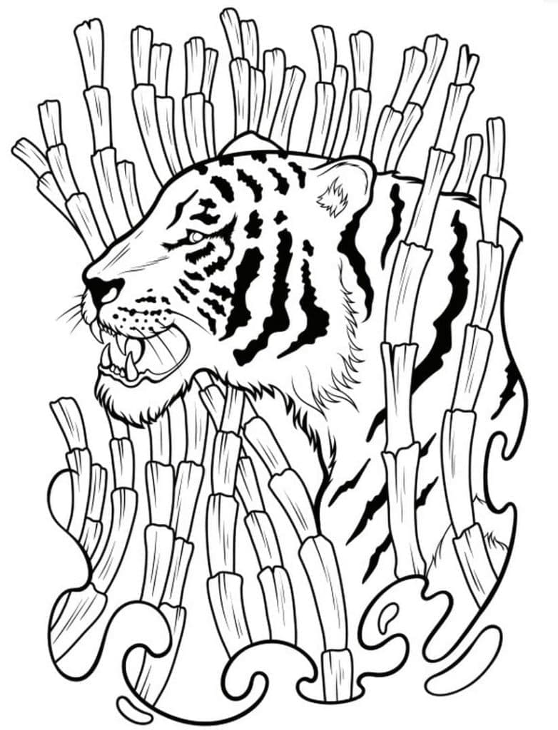 Printable Tiger Tattoo Coloring Page
