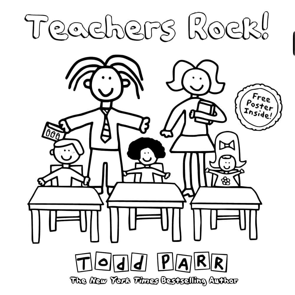 Printable Todd Parr Teachers Rock Coloring Page