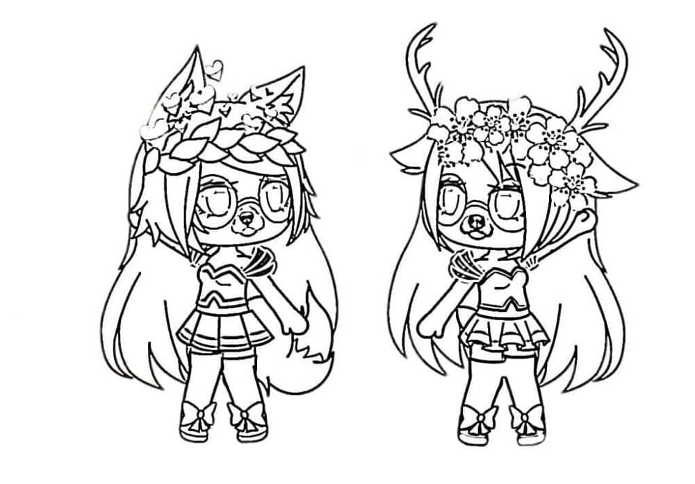 Printable Twins in Gacha Life Coloring Page