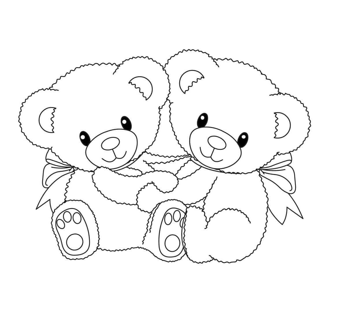 Printable Two Baby Teddy Bears Coloring Page