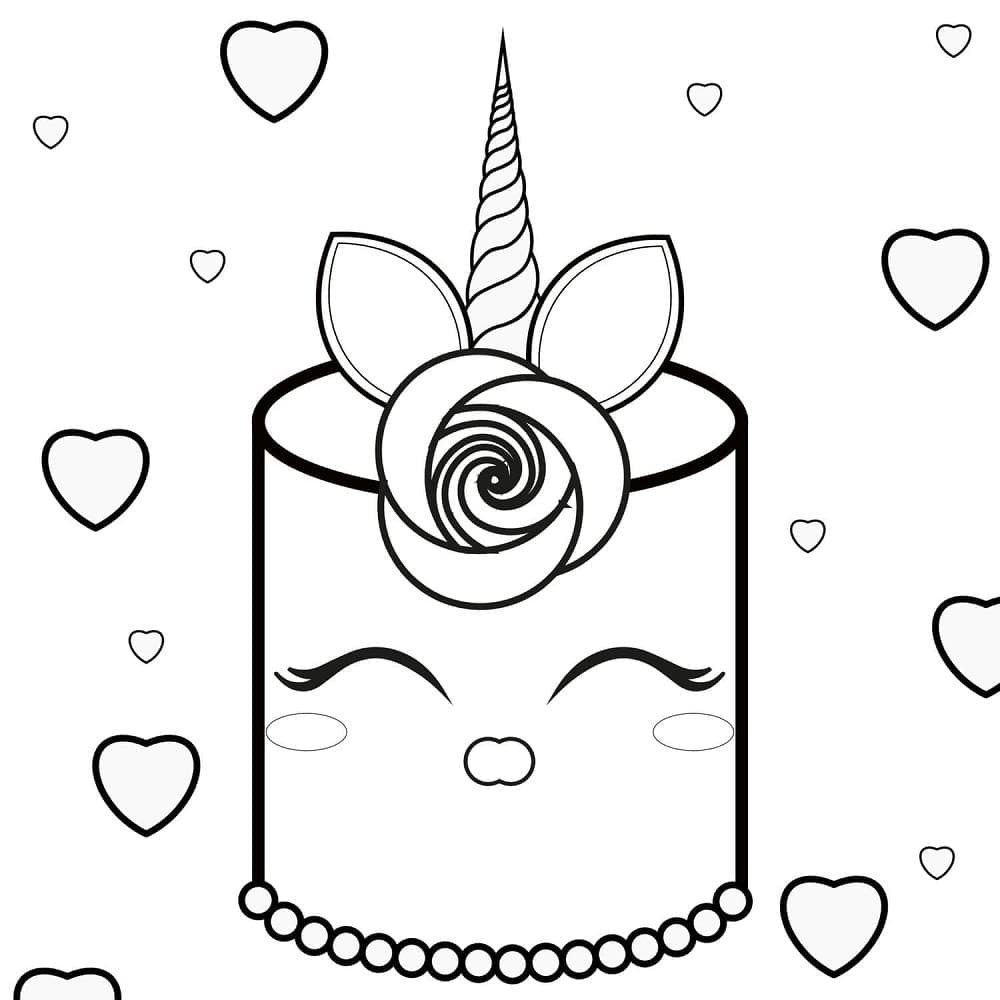 Printable Unicorn Cake For Adult Coloring Page