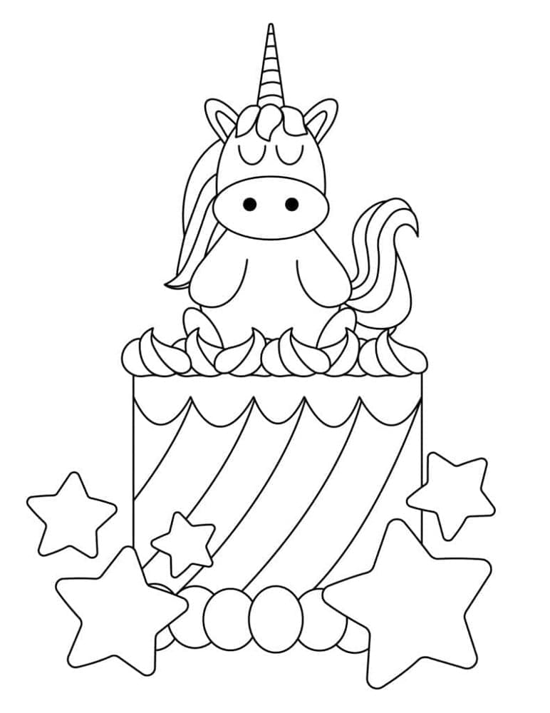 Printable Unicorn Cake Free Download Coloring Page