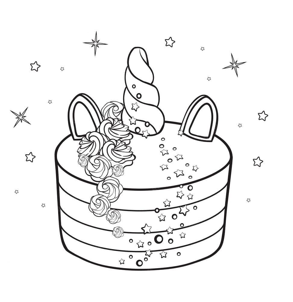 Unicorn Cake Coloring Pages