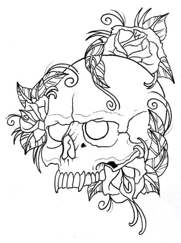 Printable Vampire Skull Tattoo Coloring Page