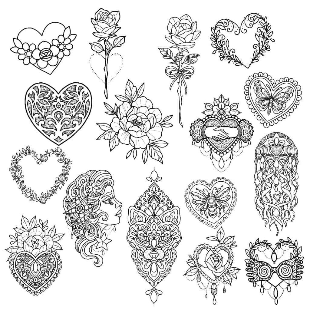 Printable Very Beautiful Tattoos Coloring Page
