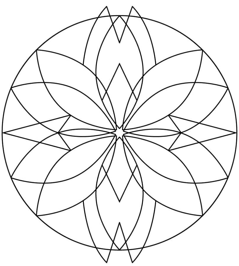 Printable Very Easy Kaleidoscope Coloring Page