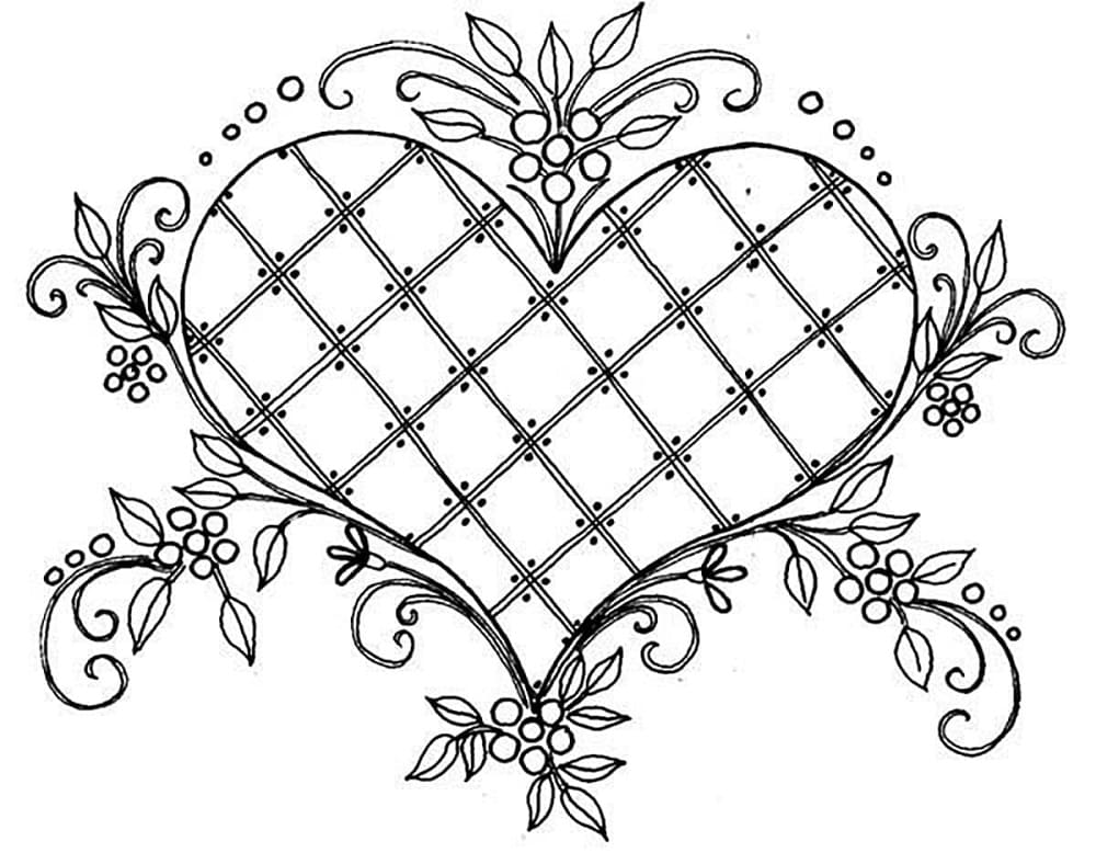 Printable Vintage Heart Coloring Page