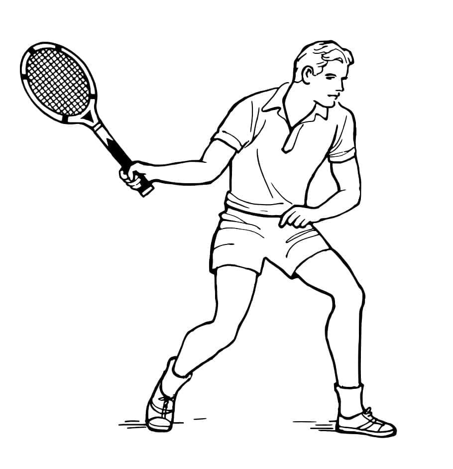 Printable Vintage Tennis Player Coloring Page