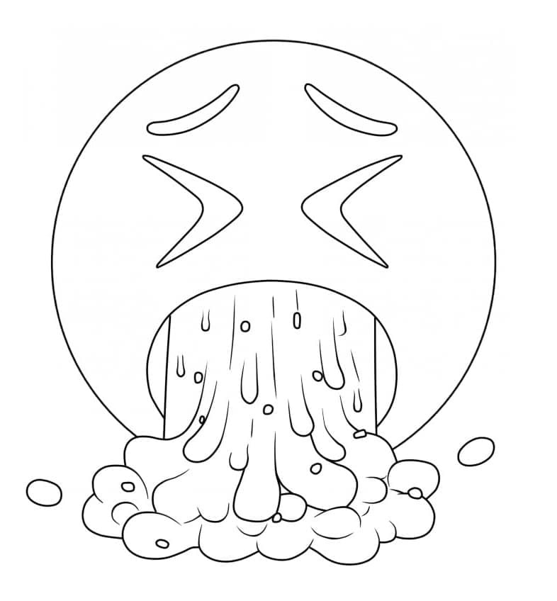 Printable Vomiting Face Emoji Coloring page
