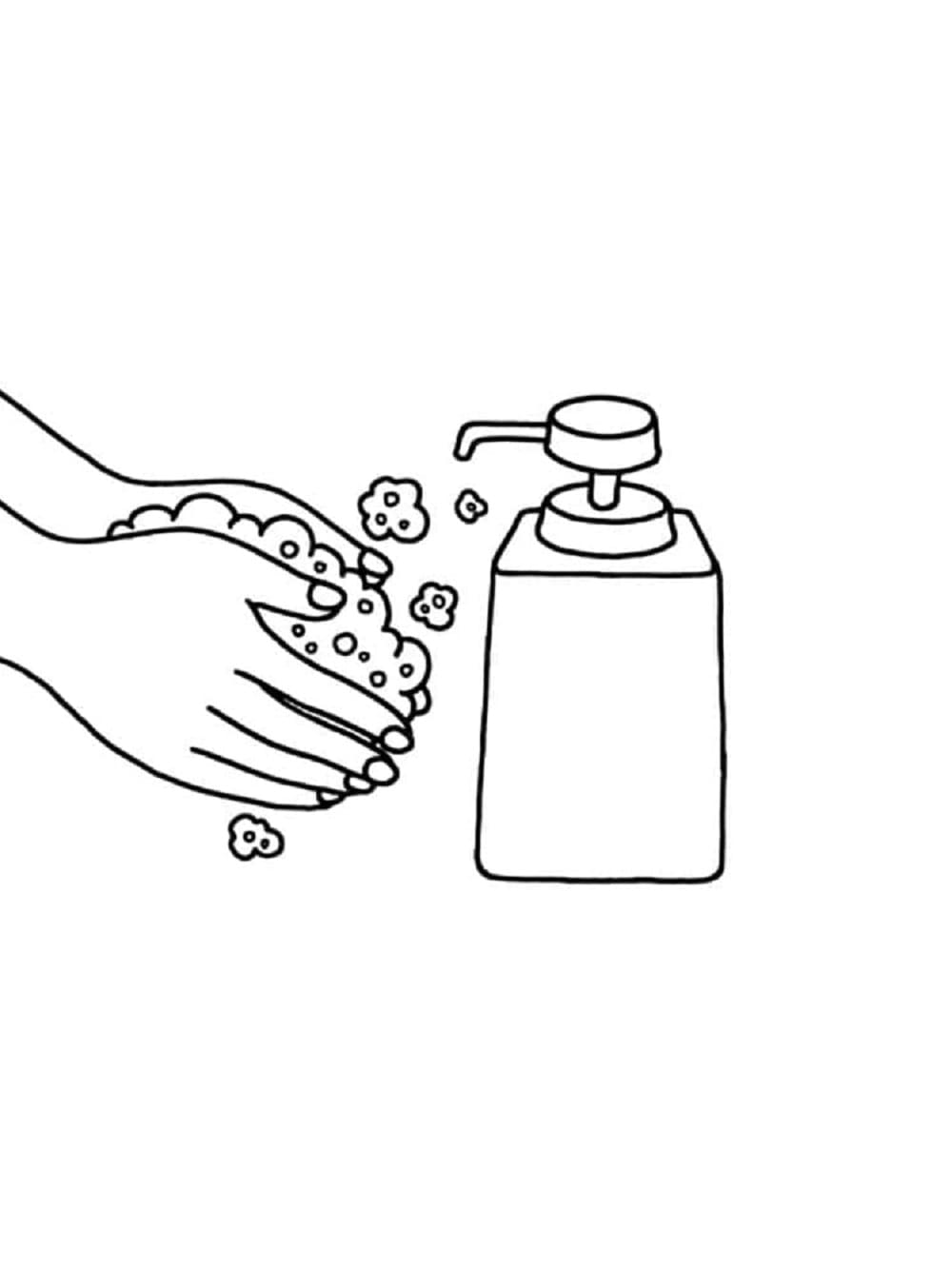 Printable Washing Hand With Soap Hygiene Coloring Page