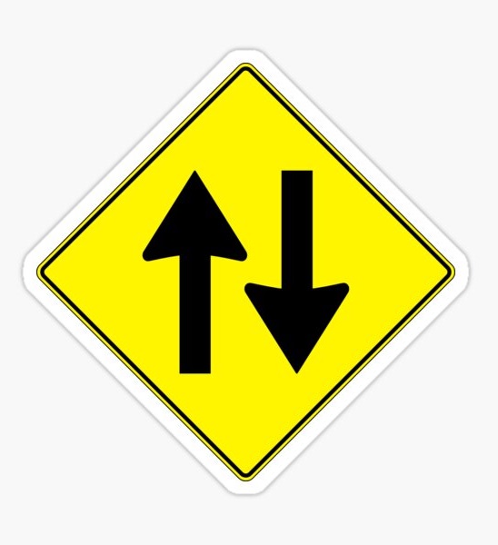 Printable White Border Two Way Traffic Sign