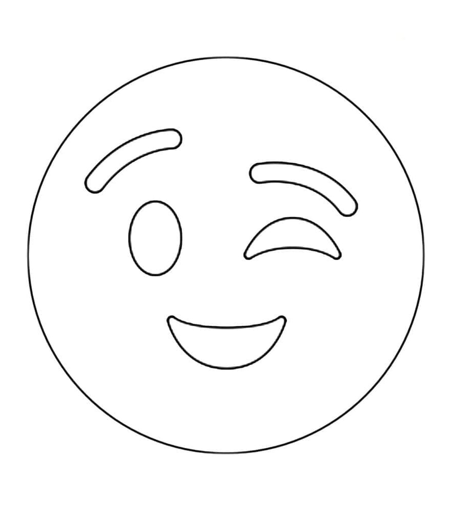 Printable Winking Emoji Coloring page