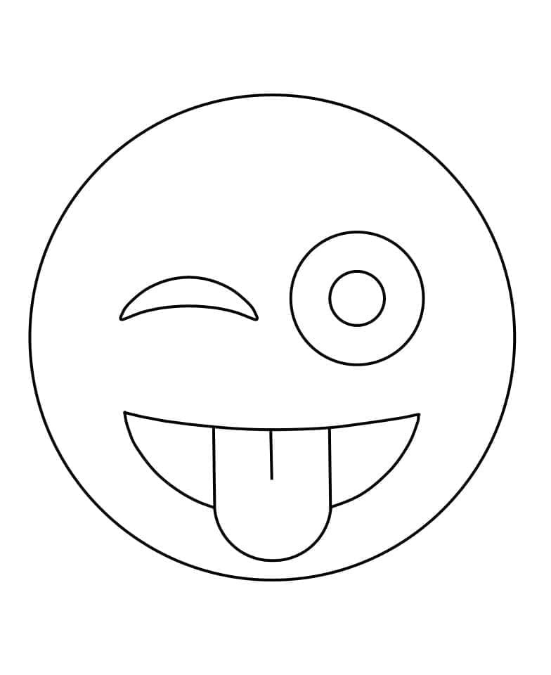 Printable Winking Face with Tongue Emoji Coloring page