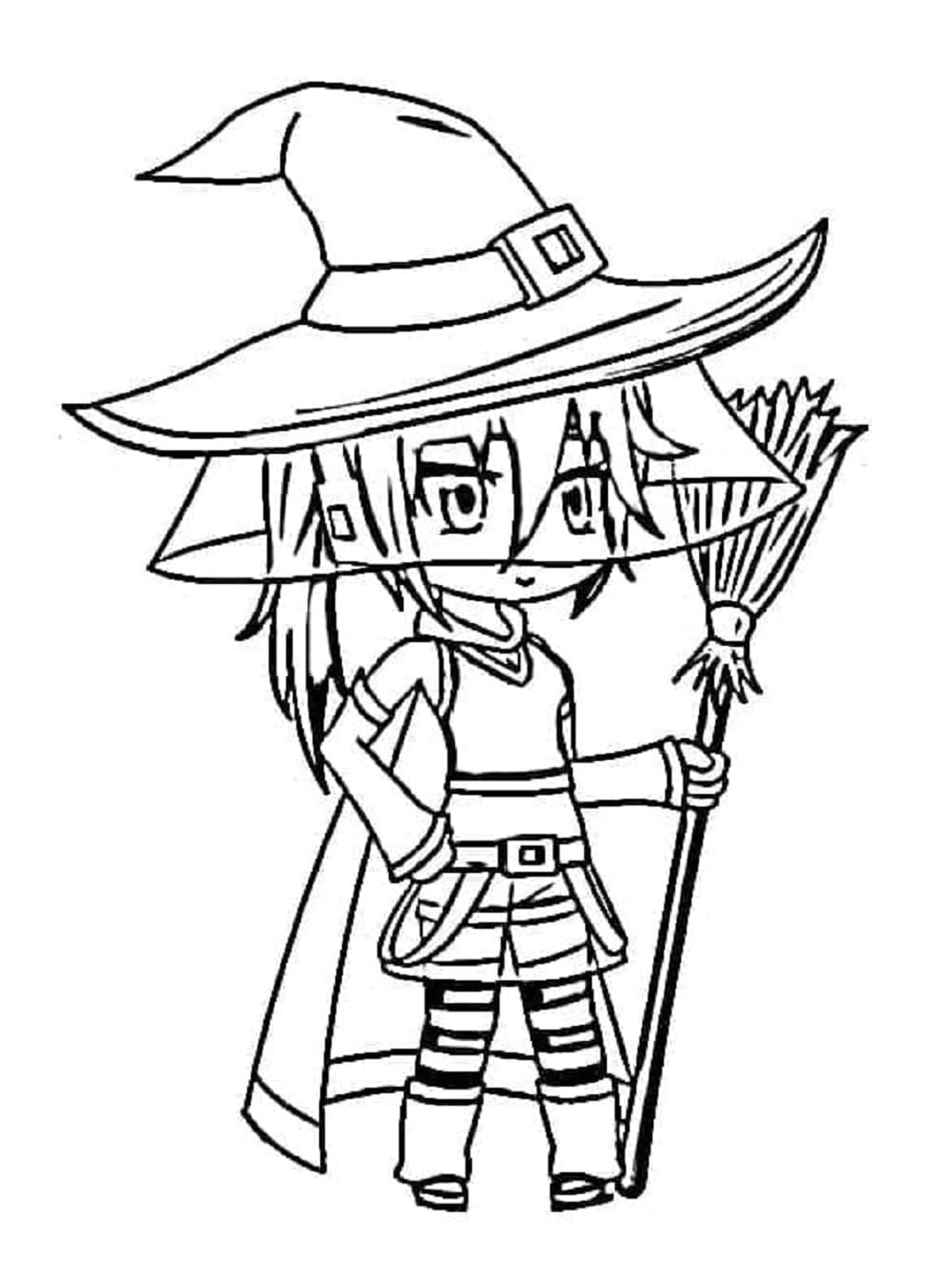Printable Witch Girl from Gacha Life Coloring Page