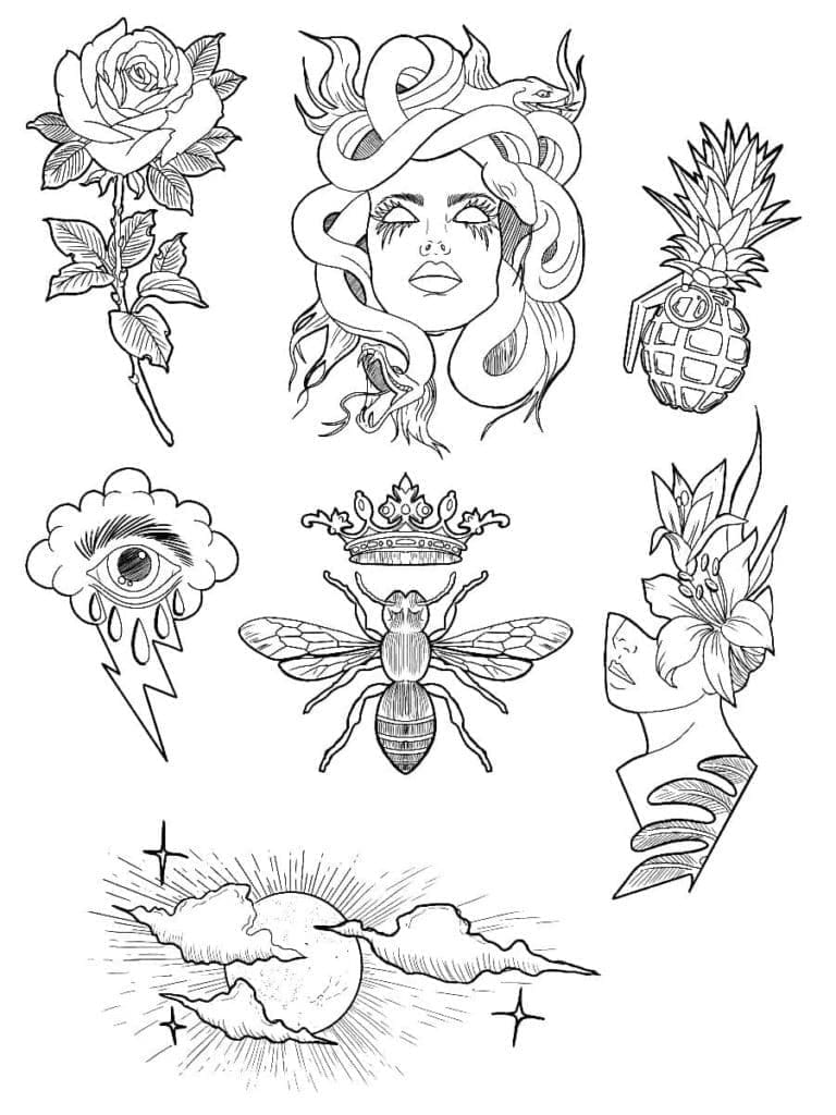 Printable Wonderful Tattoo Coloring Page